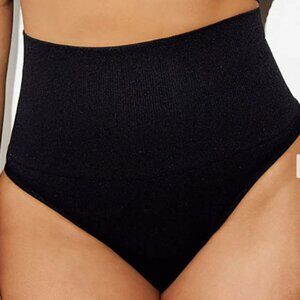 Mid-Rise Sculpting Shapewear Thong/Size Plus/ Black